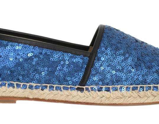 Dolce & Gabbana Blau Pailletten Logo Loafers Espadrilles