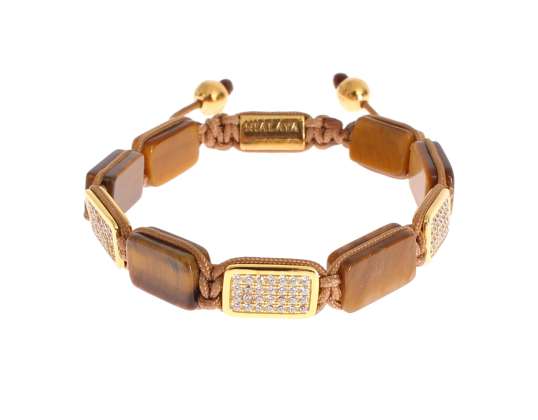 Nialaya CZ Tiger Eye Gold 925 Bracelet