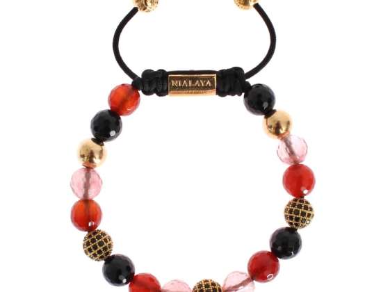 Nialaya CZ Carneol Agate 14K Gold 925 Náramek