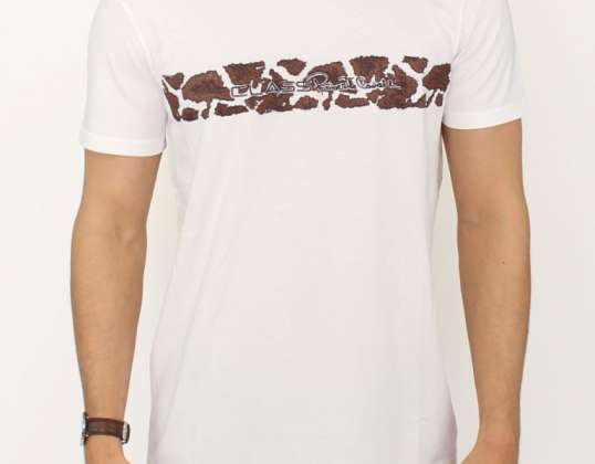 Cavalli White bawełniany t-shirt z okrągłym dekoltem