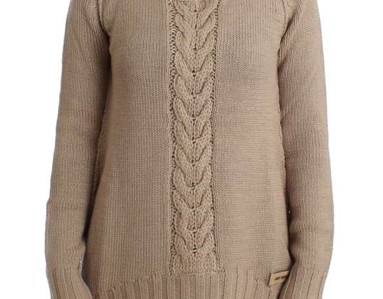 Cavalli Beige плетен вълнен пуловер