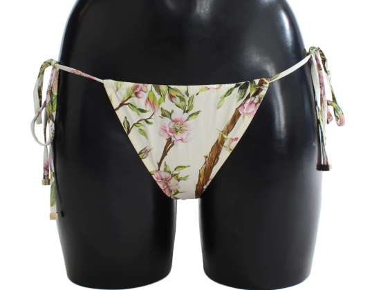 Dolce & Gabbana Alb Floral Bikini Bottom Costume de baie Beachwear