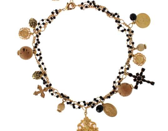 Dolce & Gabbana Guld Mässing Crystal Cross Charms Halsband