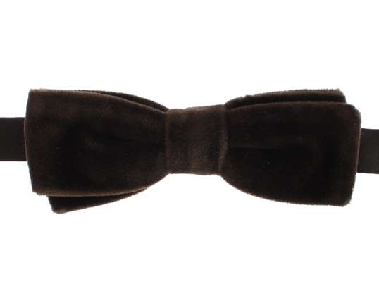 Dolce & Gabbana Brown Solid Velvet Neck Bow Tie