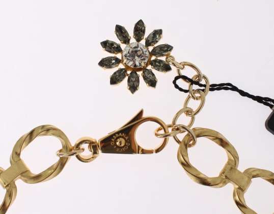 Dolce & Gabbana Gold Mässing Crystal Sacred Crown Key halsband