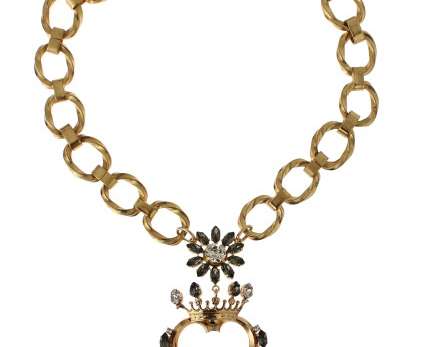 Colar de chave de coroa de bronze de ouro Dolce & Gabbana