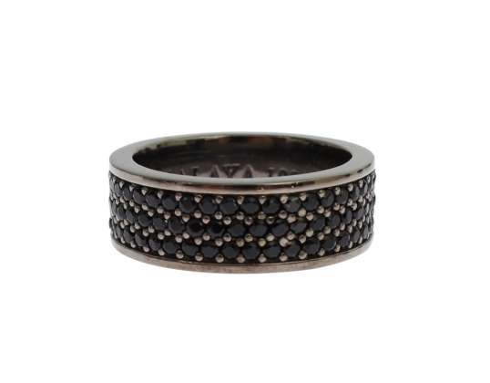 Anel de prata Nialaya Black 925 Sterling