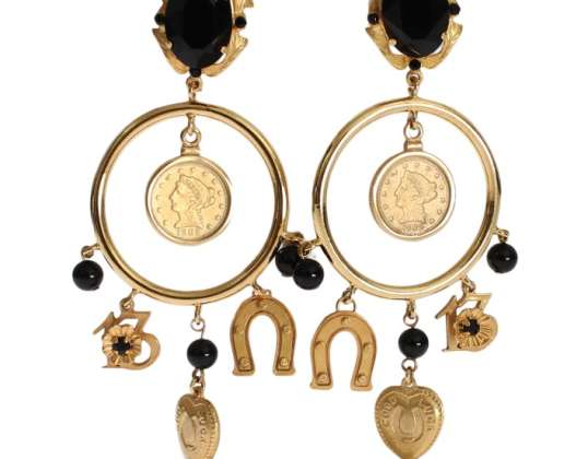 Dolce & Gabbana Gold Brass Sicilia Charms Cercei