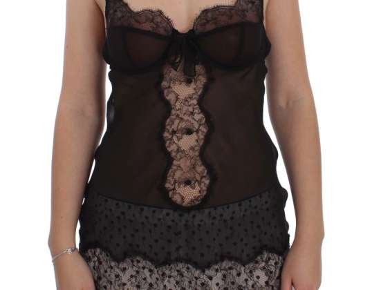 Dolce & Gabbana Schwarz Seide Spitze Babydoll Dessous Top