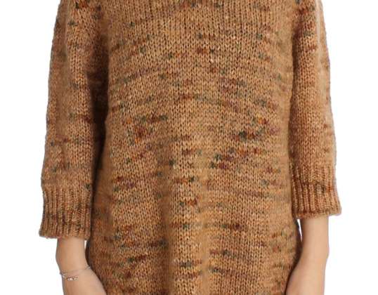 AMINTIRI ROZ Brown Lână Amestec tricotat pulover supradimensionat