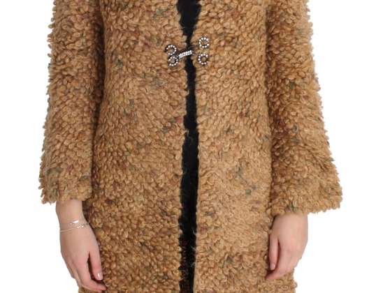 AMINTIRI ROZ Brown Wool Blend Long Cape Pulover