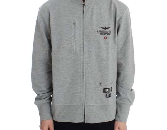 Aeronautica Militare Grau Baumwolle Stretch Full Zipper Pullover