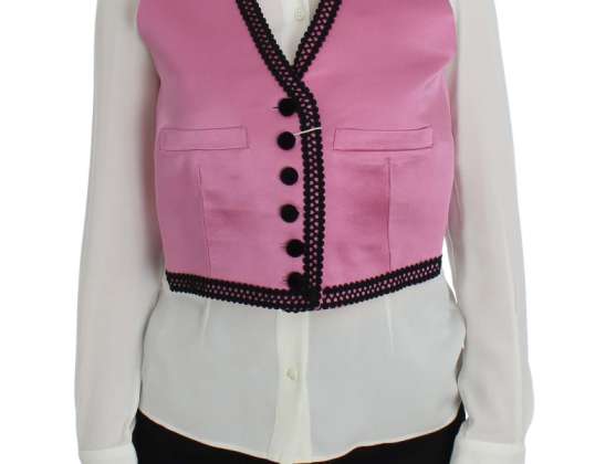 Botão de seda rosa Dolce & Gabbana Front Torero Vest Top