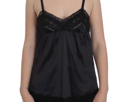 Dolce & Gabbana Black Silk Floral Lace Lingerie Top