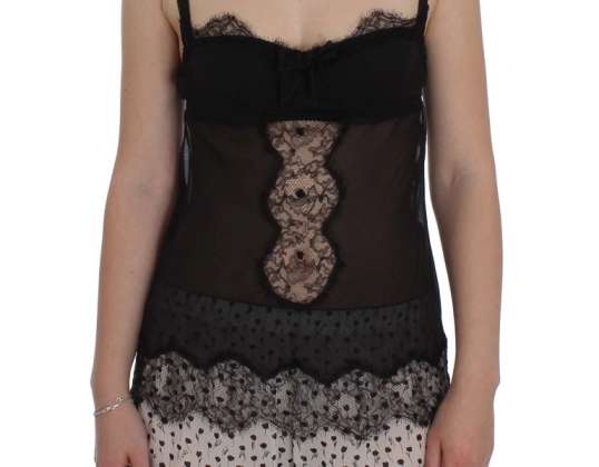 Dolce & Gabbana Black Silk Floral Spitze Dessous Top