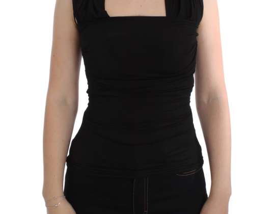 PLEIN SUD Black Seide ärmellose Bluse Top