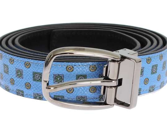 Dolce & Gabbana Blue Leather Silver Buckle Pas biodrowy