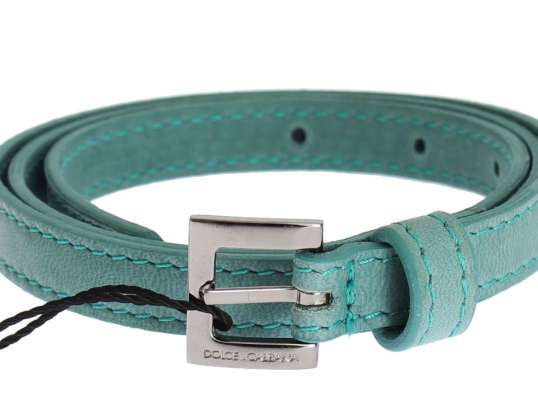 Dolce & Gabbana Blue Leather Silver Buckle Belt