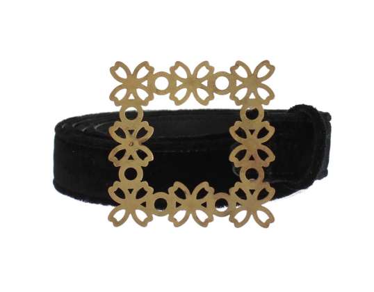 Dolce & Gabbana Black Velvet Gold Buckle Pas pasu pasu