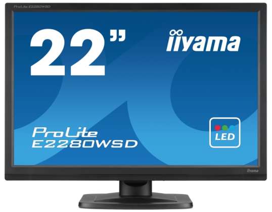 IIYAMA 55.9cm (22) E2280WSD-B1 16:10 DVI bl. LED Spk. E2280WSD-B1