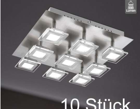 10 x Wofi LED Deckenleuchte Deckenlampe 9x5W 3000K 2700lm Warm Weiss