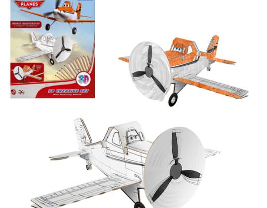 Kit de coloriage 3D créatif avec crayons 12 couleurs AVIONS DISNEY PLANES