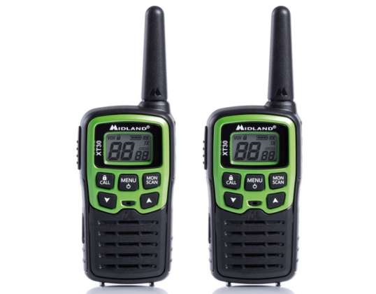 Estación de radio portátil PMR Midland XT30 con 2 uds. + Batería verde