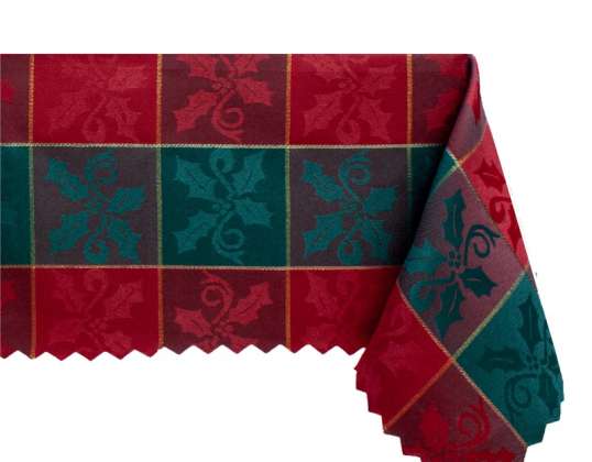 Christmas table cloth stain resistant 160x240cm red-green trellis