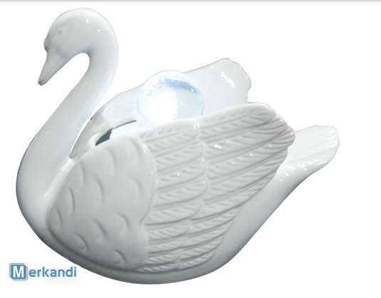 Zimmerbrunnen Keramik mit drehender Lichtkugel SWAN Table Top