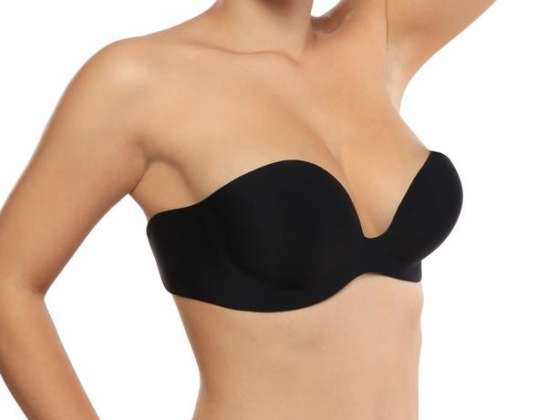 Stick on backless adhesive padded bras - black lingerie