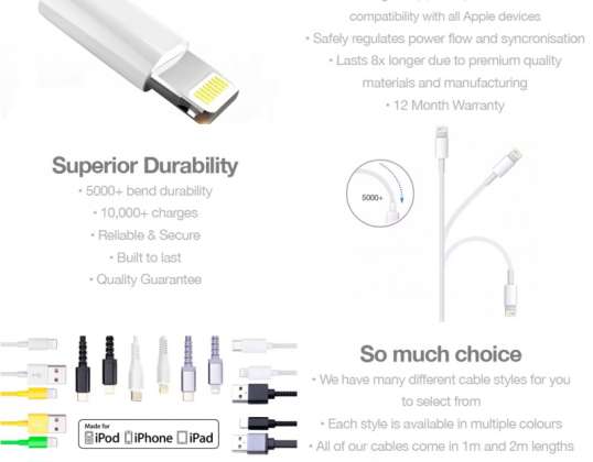 Cables Lightning MFi certificados por Apple con tu marca y logotipo