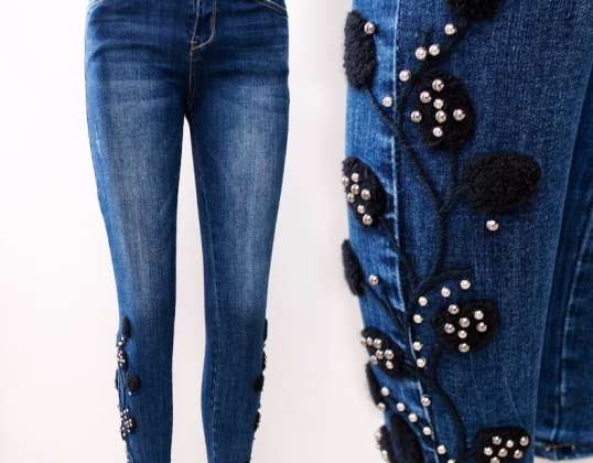 B16832 Jeans hermosos con adornos