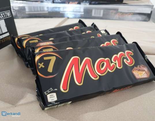 Stock de liquidation de tablettes de chocolat MARS 7 pièces x 45g
