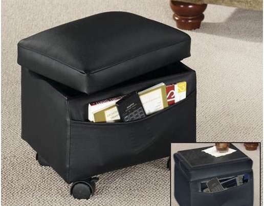 Pouf à roulettes multi fonction assise patchwork de cuir (MD688)