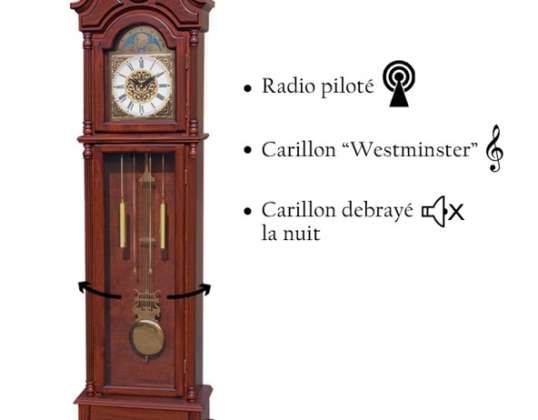Grande horloge comtoise bois radio pilotée avec carillon &#34;Westminster