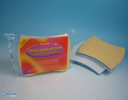 Sanitärschwamm 2er Set mit Lederseite