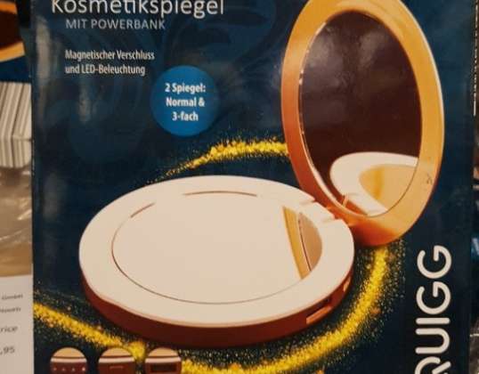 QUIGG Spiegel mit Powerbank, Glätteisen
