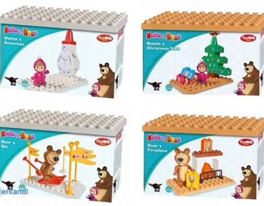 Mascha und der Bär setzen Bausteine