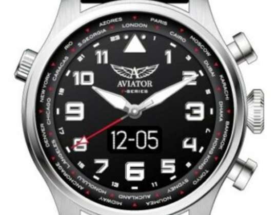AVIATOR Smart Pilot Watch avw73215g328 black leather bracelet