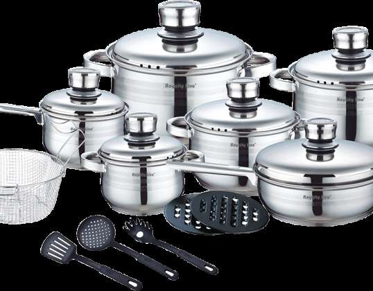 Royalty Line RL 1802: 18 Pieces Stainless Steel Cookware Set w/ Various Utensils