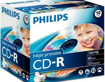 CD-R Philips 700 MB 10-elementowe pudełko na biżuterię, pudełko kartonowe, CR7D5JJ10 / 00