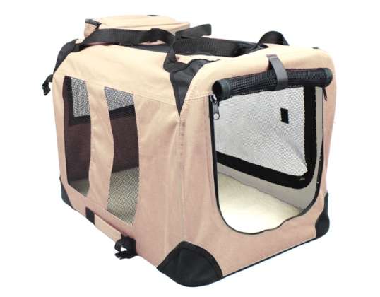 Transport box for dogs + lying mat (size M / 70cm, beige)