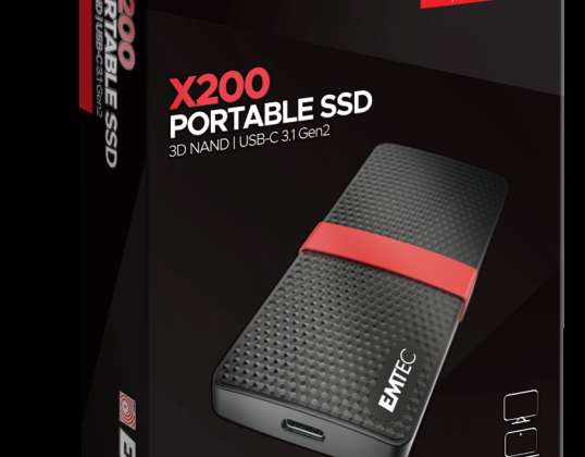 EMTEC SSD 128GB 3.1 Gen2 X200 bærbar SSD Blister ECSSD128GX200