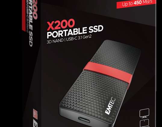 EMTEC SSD 1TB 3.1 Gen2 X200 portatīvā SSD blisteris ECSSD1TX200