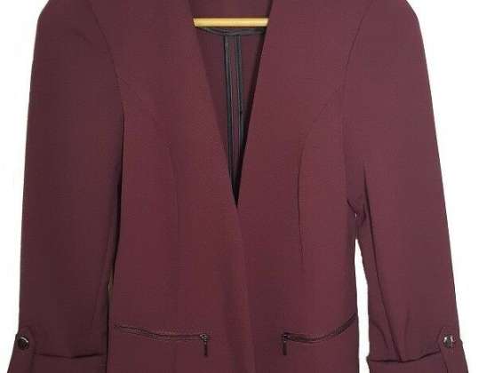 Long Suit Jacket Blazer New Womens Ladies Wine Stylish Pocket Zip