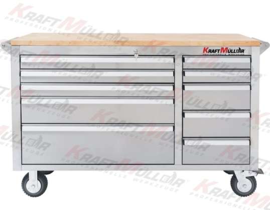 KRAFTMULLER, 56 &#34;stainless steel cabinet on casters, 10 drawers