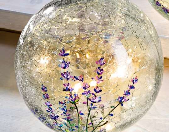 LED-Glaskugel mit Lavendel