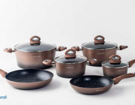 Mischler Cook 10PCS Juego de ollas Forjado Alu + Recubrimiento de mármol FA1010
