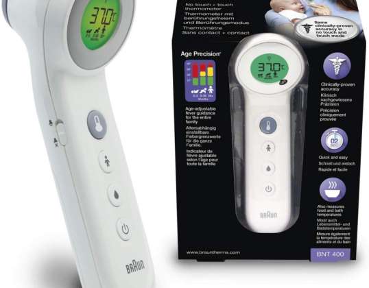Braun No touch + touch Thermometer mit Age Precision, BNT400WE