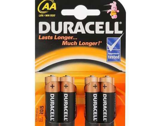 Batteria alcalina Duracell Basic AA o R6 codice 81480573 blister con 4bc